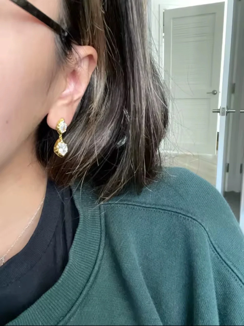 Golden Glow Crystal Drop Earrings